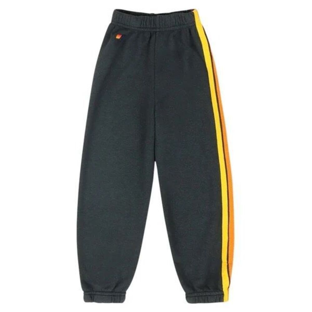 Aviator Nation Kids Jogger Sweatpants Charcoal Navy Rainbow Stripe Side Logo Siz